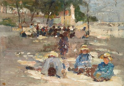 Picknick in het park door Max Liebermann